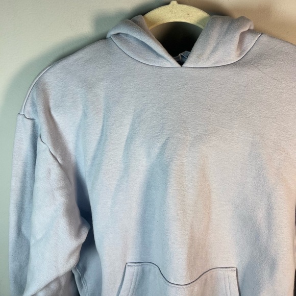 SKIMS Cotton Blend Fleece Classic Pullover Hoodie Light Blue Size Small - Picture 5 of 7